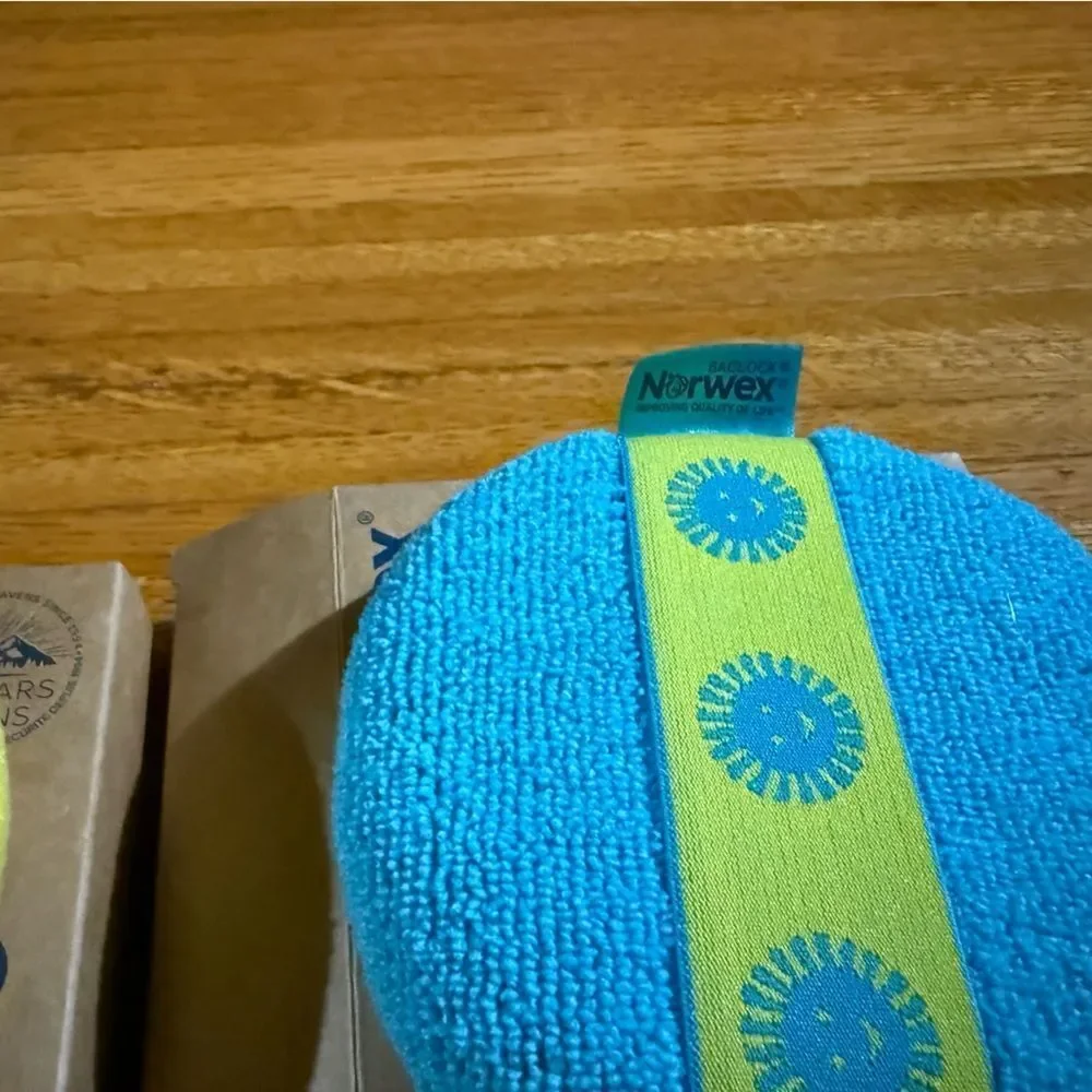 Norwex Kids Bath Sponges Set of 2 Teal and Yellow NWT